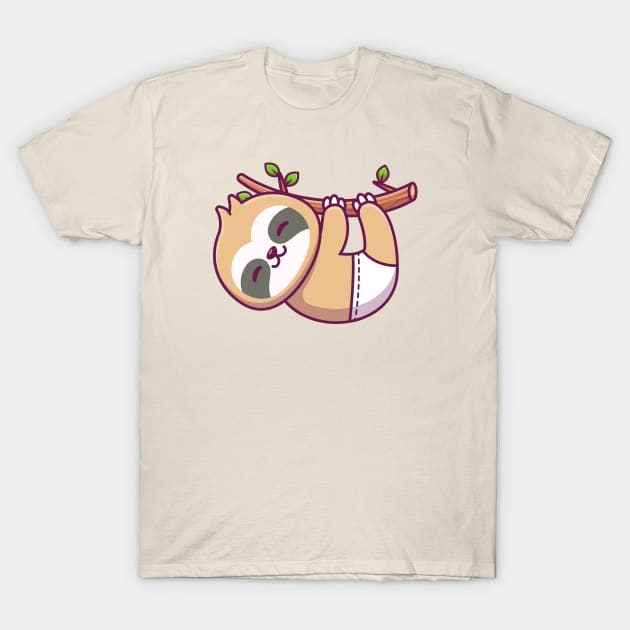 Baby Sloth Hanging On Tree And Wearing Underwear T-Shirt by Catalyst Labs